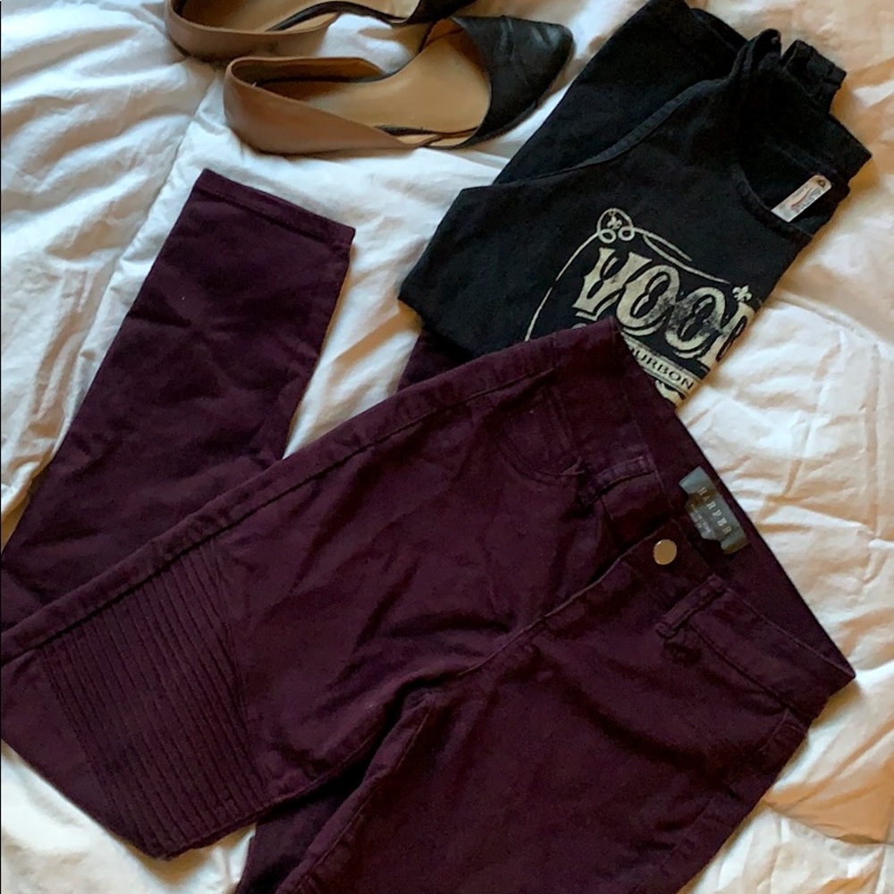 Burgundy Skinny Jeans - 26